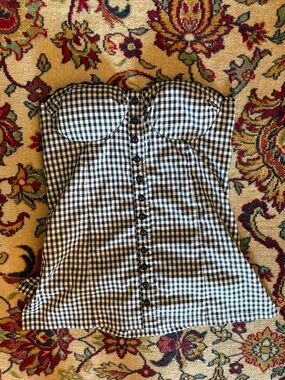 Wet Seal Black and White Gingham Strapless Bustier Camisole